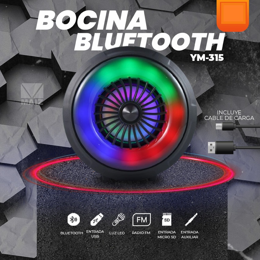 Bocina Bluetooth Llanta Luz Led