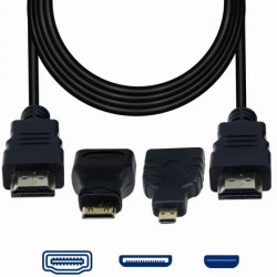 Cable HDMI Macho con Coples Mini-HDMI & Micro-HDMI