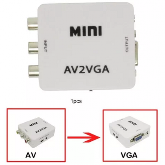 Convertidor De Vídeo Mini AV2VGA De RCA A VGA