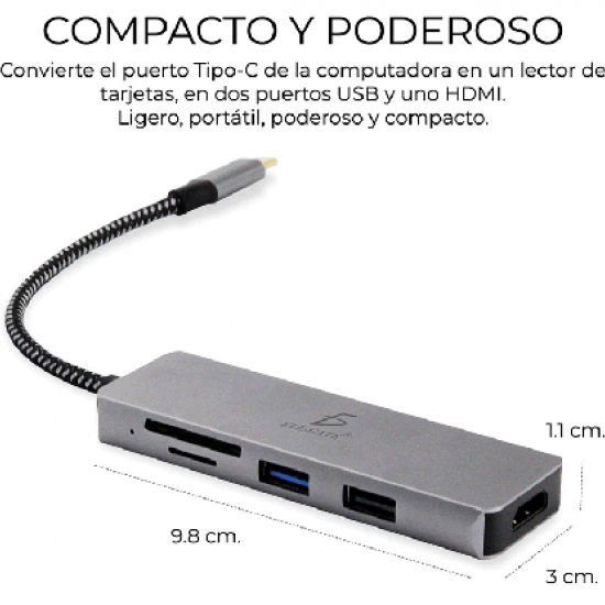  Adaptador Multi - HUB Typo C - 5 en 1